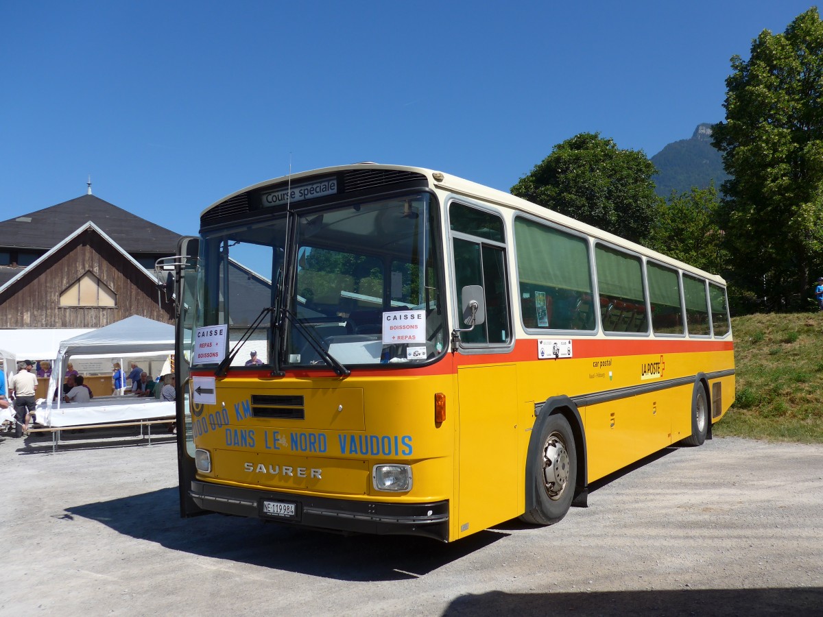 (151'623) - Montandon, Peseux - NE 119'984 - Saurer/Hess (ex P 25'631) am 21. Juni 2014 in Aigle, Saurertreffen