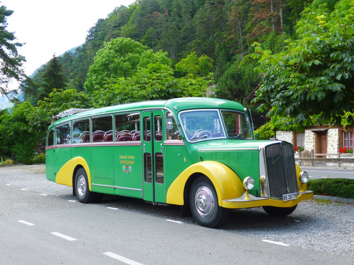 (151'844) - STI Thun - Nr. 15/BE 26'776 - Saurer/Gangloff (ex AvH Heimenschwand Nr. 5) am 25. Juni 2014 in Neuhaus, Manorfarm