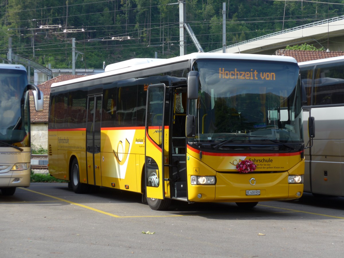 (151'876) - PostAuto Bern - BE 408'909 - Irisbus (ex PostAuto Nordschweiz) am 28. Juni 2014 beim Bahnhof Interlaken Ost