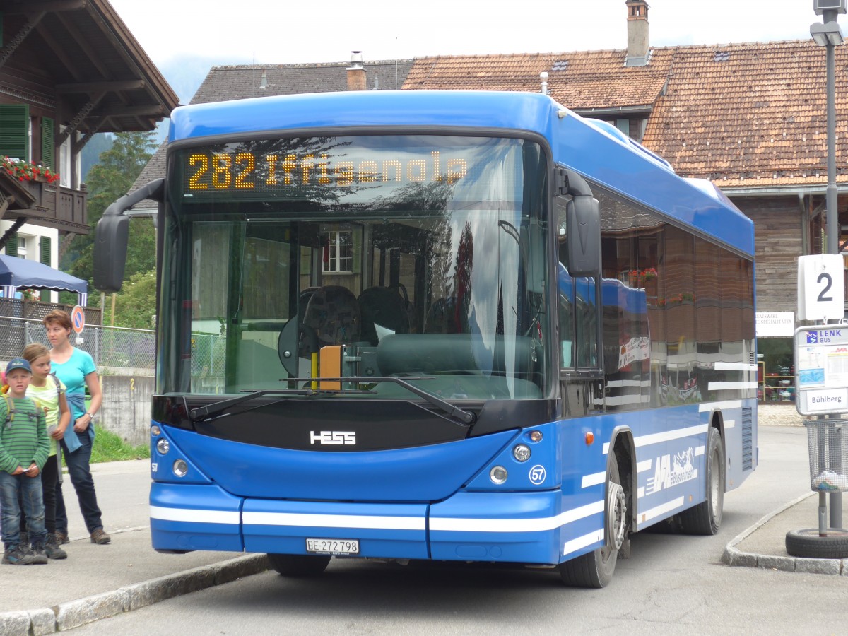 (153'497) - AFA Adelboden - Nr. 57/BE 272'798 - Scania/Hess am 27. Juli 2014 beim Bahnhof Lenk