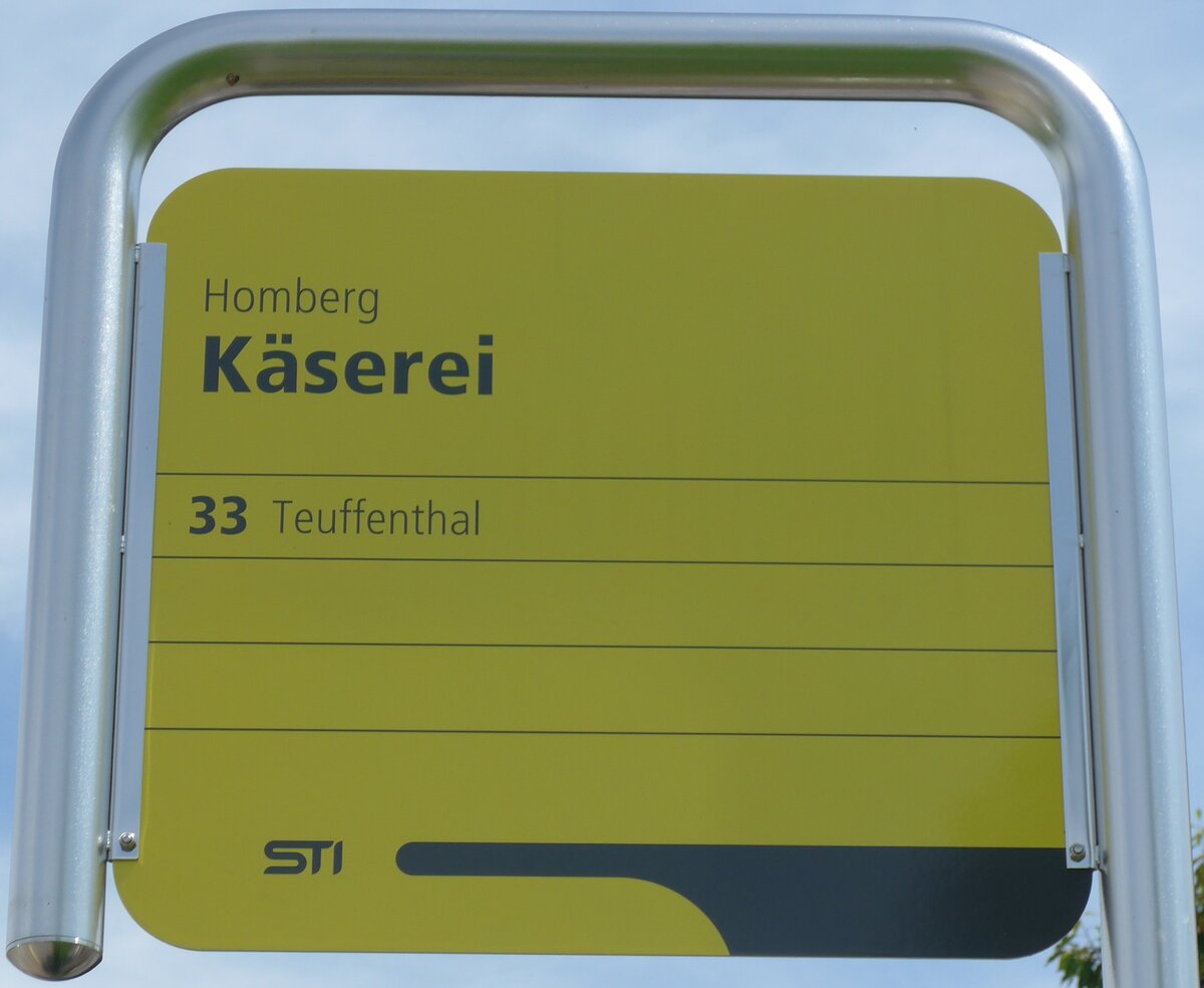 (153'711) - STI-Haltestellenschild - Homberg, Kserei - am 10. August 2014