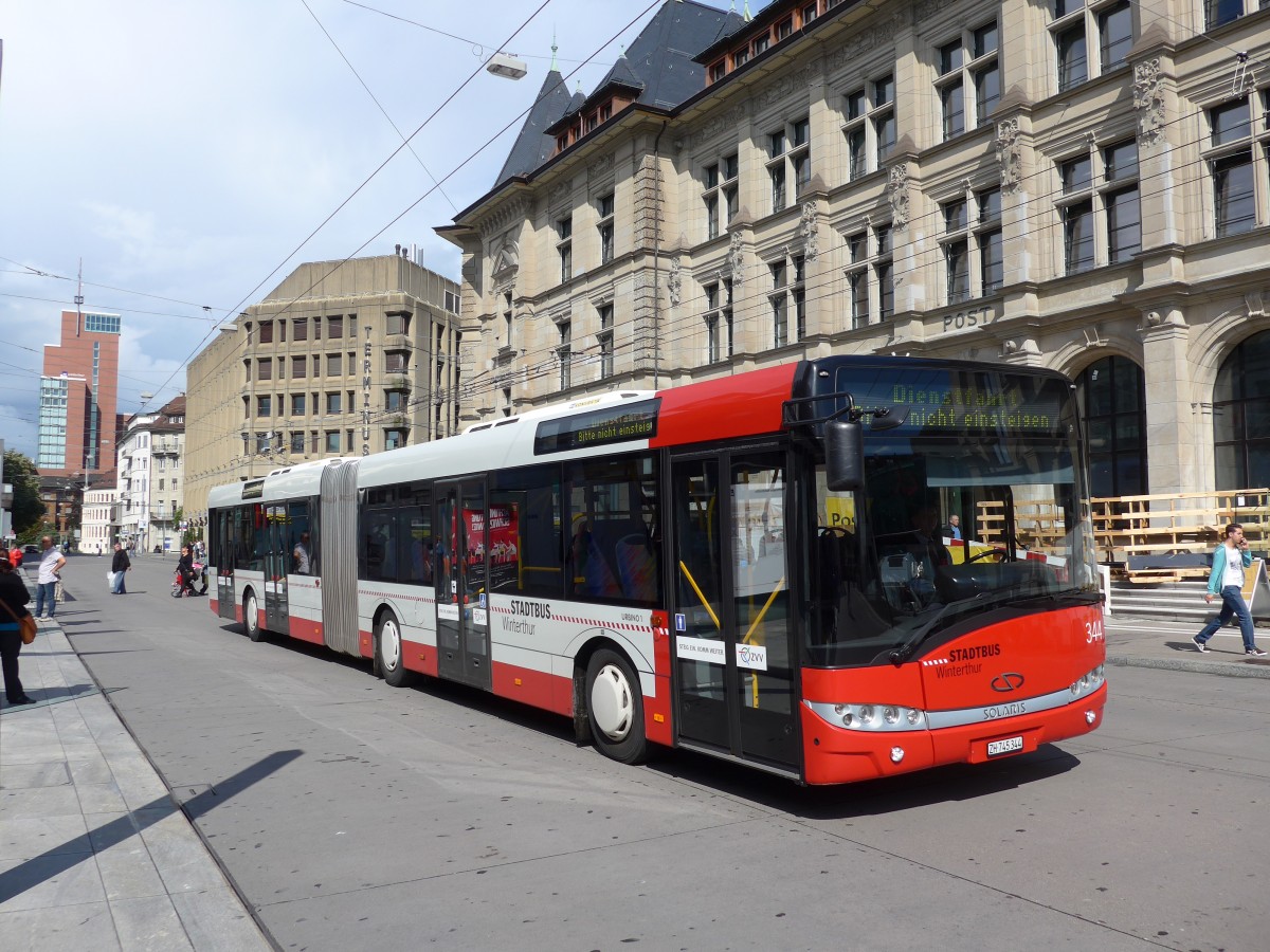 (153'942) - SW Winterthur - Nr. 344/ZH 745'344 - Solaris am 16. August 2014 beim Hauptbahnhof Winterthur
