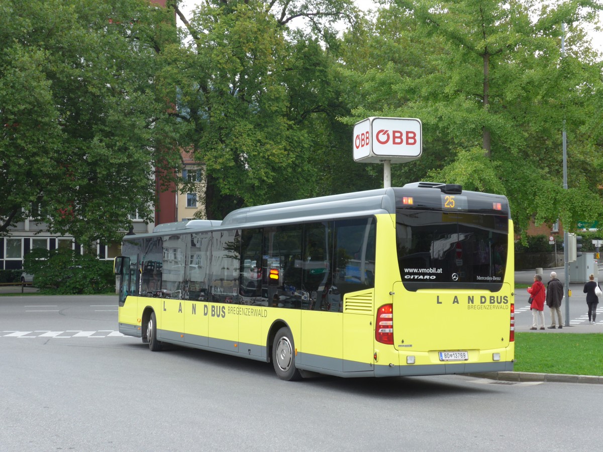 (154'251) - Landbus Bregenzerwald, Egg - BD 13'769 - Mercedes am 20. August 2014 beim Bahnhof Bregenz