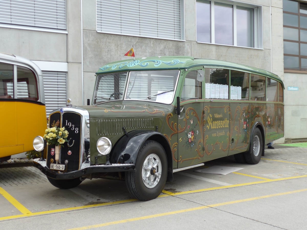 (154'479) - Lorenz, Lyssach - BE 560 U - Saurer/Saurer (ex Geiger, Adelboden Nr. 8; ex P 1997) am 30. August 2014 in Oberkirch, CAMPUS Sursee