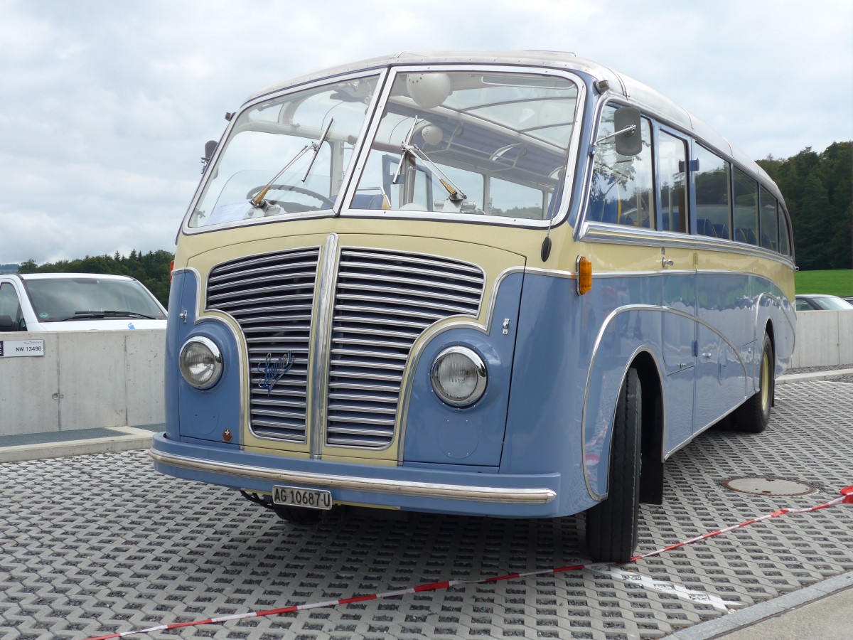 (154'483) - Steinacher, Gansingen - AG 10'687 U - Saurer/Hess (ex Vollenweider, Grenchen) am 30. August 2014 in Oberkirch, CAMPUS Sursee