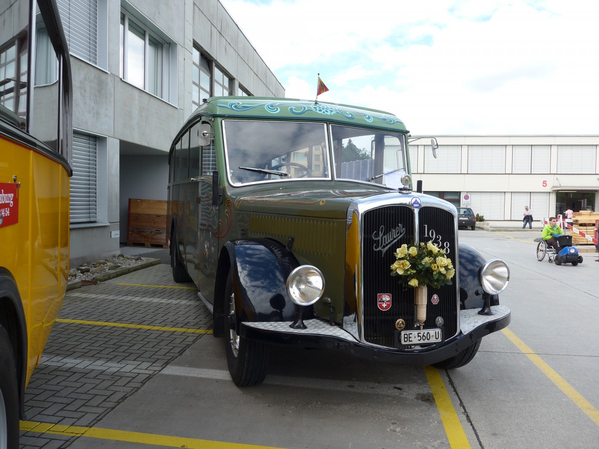 (154'513) - Lorenz, Lyssach - BE 560 U - Saurer/Saurer (ex Geiger, Adelboden Nr. 8; ex P 1997) am 30. August 2014 in Oberkirch, CAMPUS Sursee