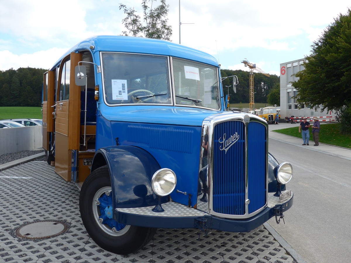 (154'616) - Steinacher, Gansingen - AG 11'279 U - Saurer/Saurer (ex Brgin, Liestal; ex Gemeinde Spiez, Spiez; ex P 29'990; ex P 24'557; ex AMB Balsthal) am 30. August 2014 in Oberkirch, CAMPUS Sursee