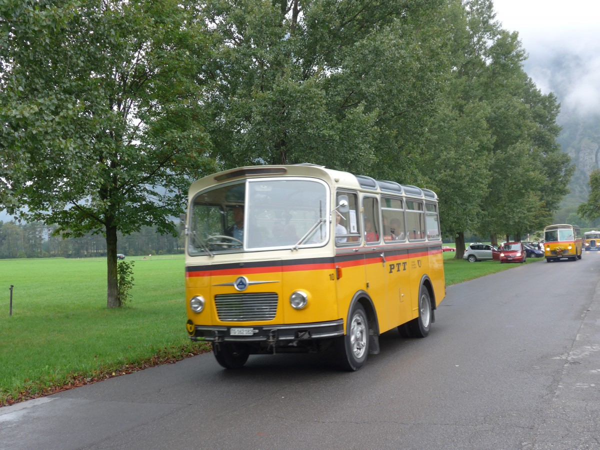 (155'073) - Oldtimer Club Saurer, Arbon - Nr. 10/TG 162'182 - Saurer/R&J (ex Geiger, Adelboden Nr. 10) am 13. September 2014 in Chur, Waffenplatz