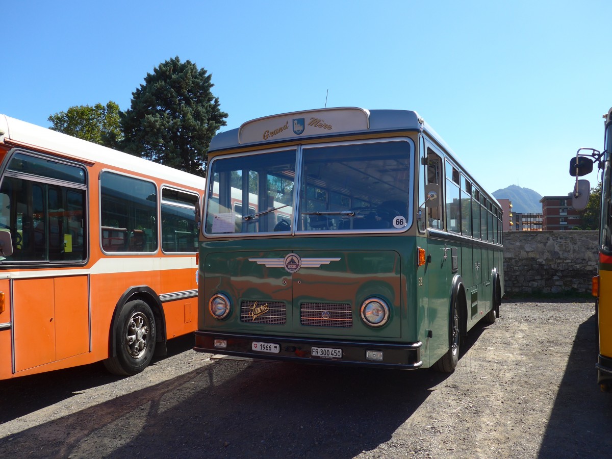 (155'181) - Oldtimer Club 33, Tafers - Nr. 33/FR 300'450 - Saurer/Hess (ex GFM Fribourg Nr. 33) am 13. September 2014 in Lugano, Saurertreffen