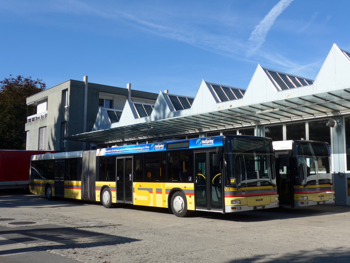 (155'410) - STI Thun - Nr. 105/BE 577'105 - MAN am 28. September 2014 in Thun, Garage