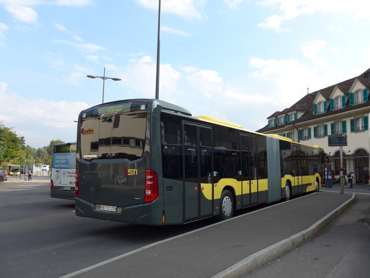 (155'453) - STI Thun - Nr. 172/BE 752'172 - Mercedes am 4. Oktober 2014 beim Bahnhof Thun