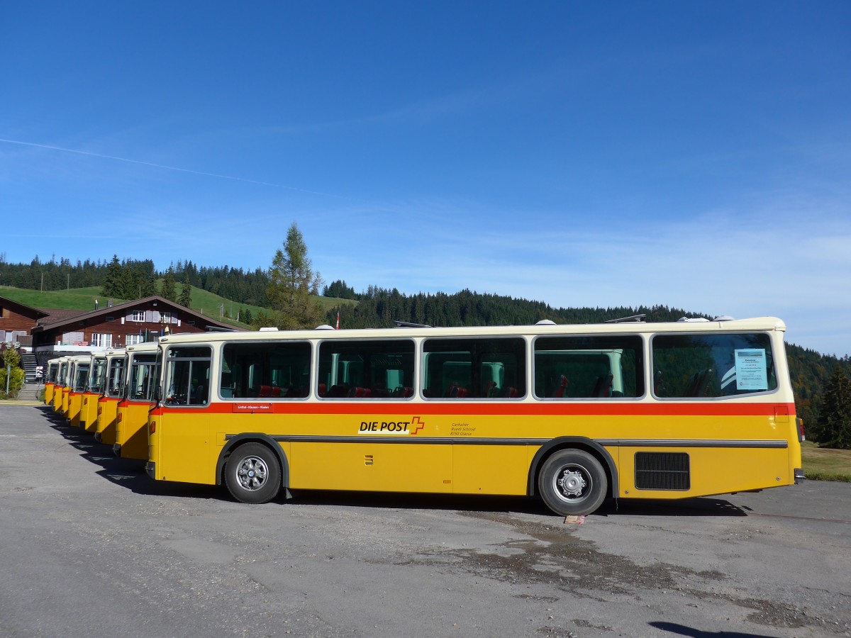 (155'646) - Schmid, Glarus - GL 4012 - Saurer/Tscher (ex Mosimann, Aesch; ex Erne, Full; ex P 24'257) am 12. Oktober 2014 in Willerzell, Rest. Sattelegg