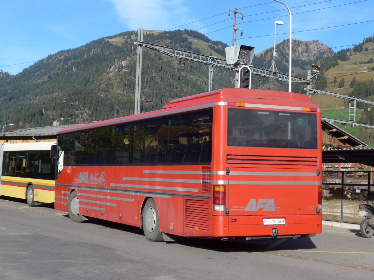 (155'875) - AFA Adelboden - Nr. 22/BE 26'708 - Setra (ex Nr. 8) am 19. Oktober 2014 beim Bahnhof Zweisimmen