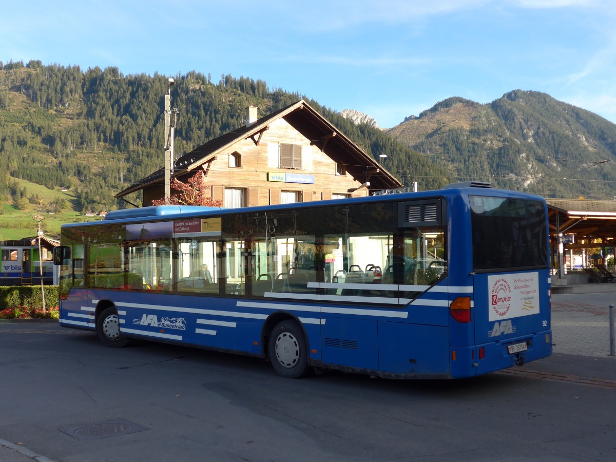 (155'883) - AFA Adelboden - Nr. 92/BE 26'704 - Mercedes (ex Nr. 4) am 19. Oktober 2014 beim Bahnhof Zweisimmen