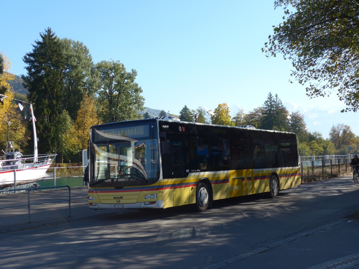 (155'953) - STI Thun - Nr. 113/BE 700'113 - MAN am 24. Oktober 2014 bei der Schifflndte Thun