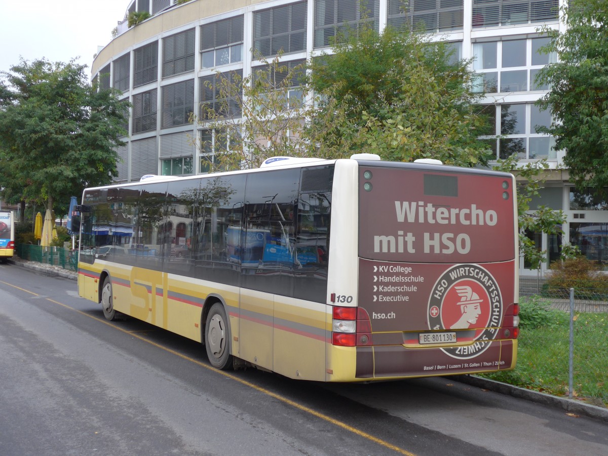 (156'089) - STI Thun - Nr. 130/BE 801'130 - MAN am 26. Oktober 2014 bei der Schifflndte Thun