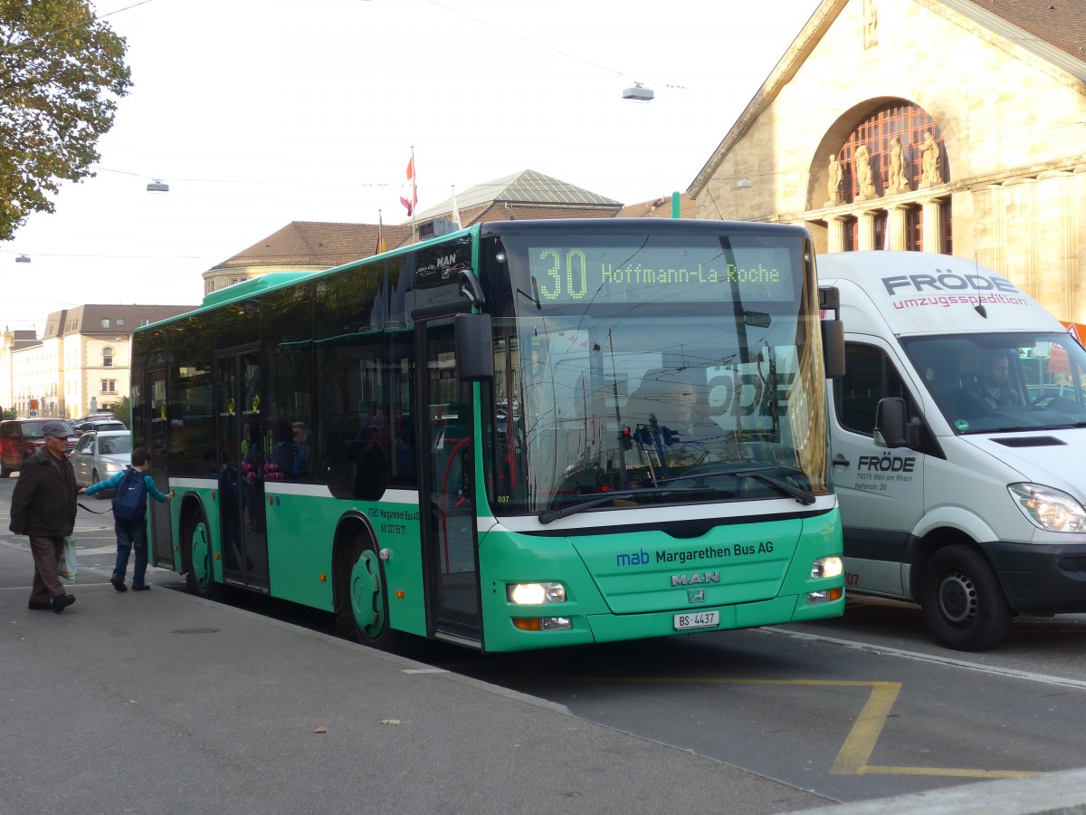 (156'175) - MAB Basel - Nr. 37/BS 4437 - MAN am 27. Oktober 2014 in Basel, Badischer Bahnhof