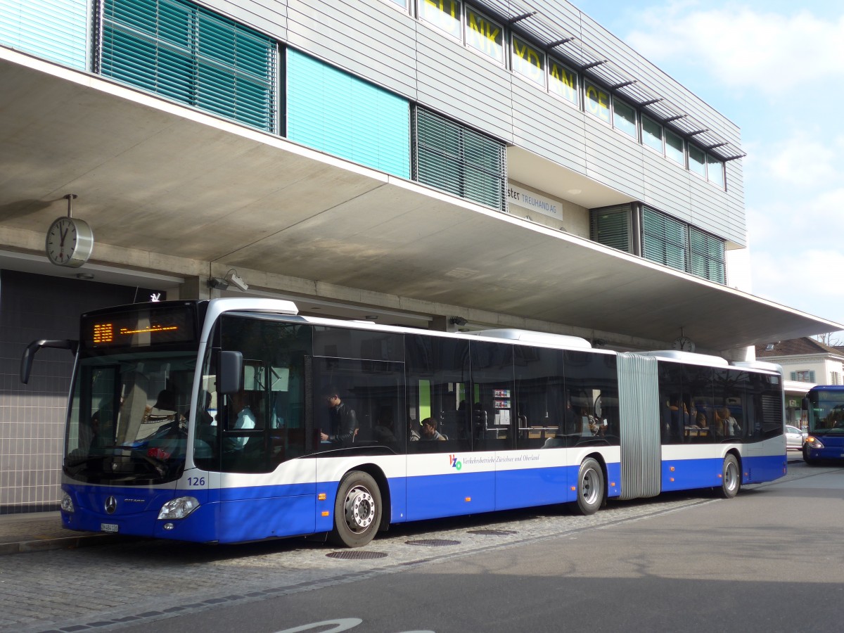 (156'252) - VZO Grningen - Nr. 126/ZH 484'126 - Mercedes am 28. Oktober 2014 beim Bahnhof Uster