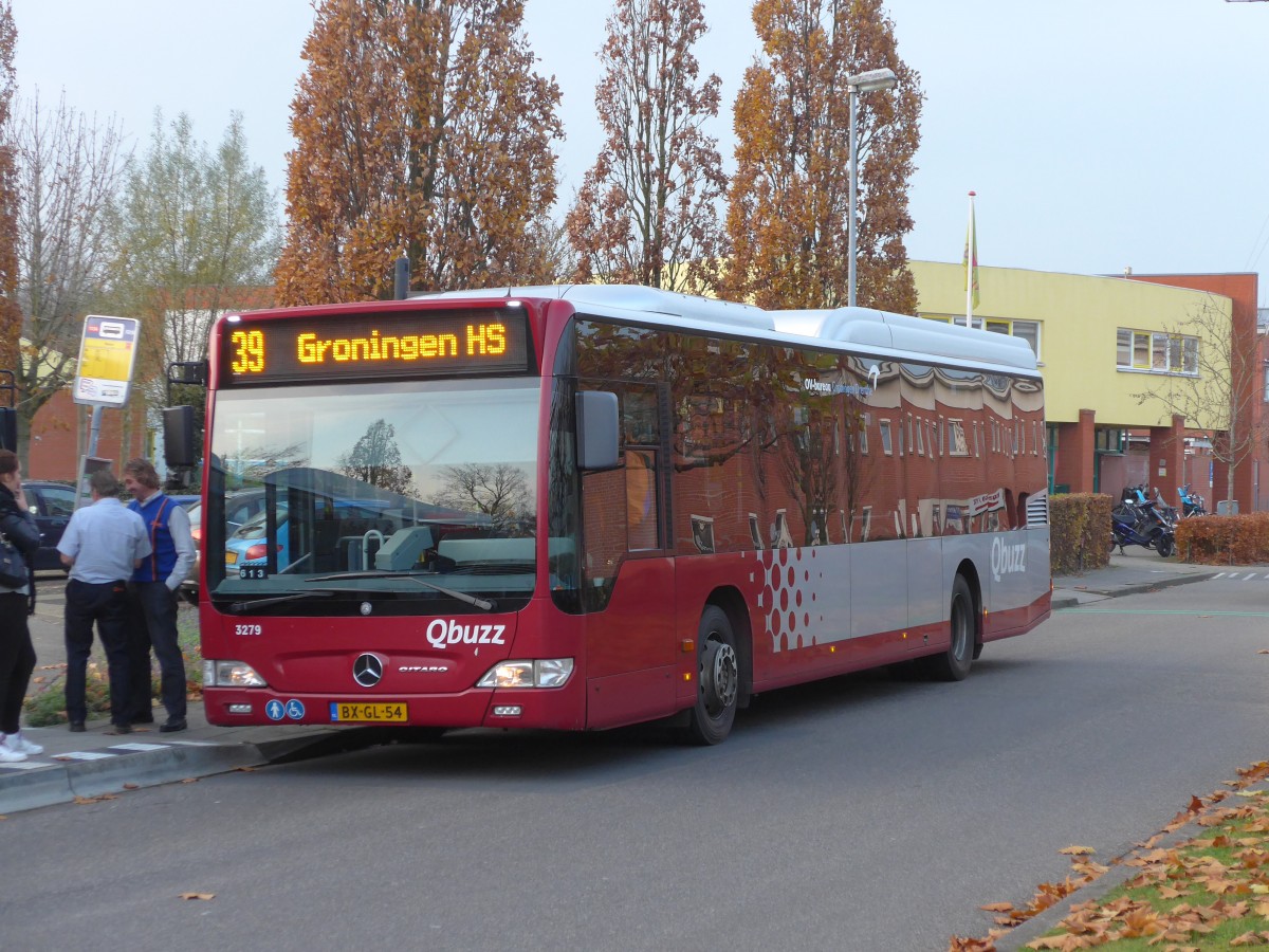 (156'740) - Qbuzz, Groningen - Nr. 3279/BX-GL-54 - Mercedes am 18. November 2014 beim Bahnhof Zuidhorn