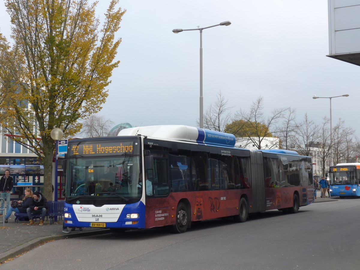 (156'766) - ARRIVA - Nr. 254/BV-HH-12 - MAN am 19. November 2014 beim Bahnhof Leeuwarden