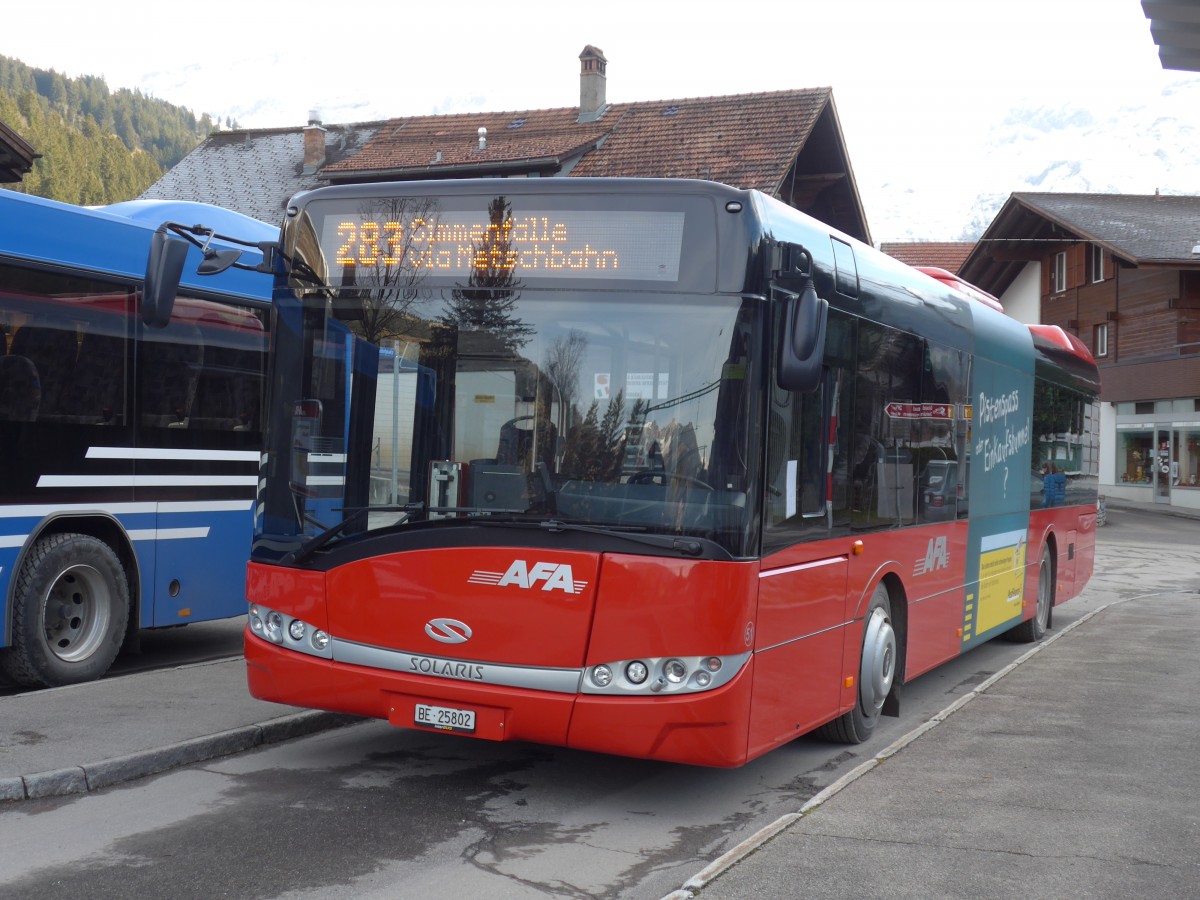 (157'862) - AFA Adelboden - Nr. 51/BE 25'802 - Solaris am 21. Dezember 2014 beim Bahnhof Lenk