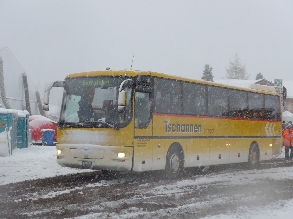 (158'270) - Tschannen, Zofingen - Nr. 6/AG 7858 - MAN (ex STI Thun Nr. 39) am 11. Januar 2015 in Adelboden, Weltcup