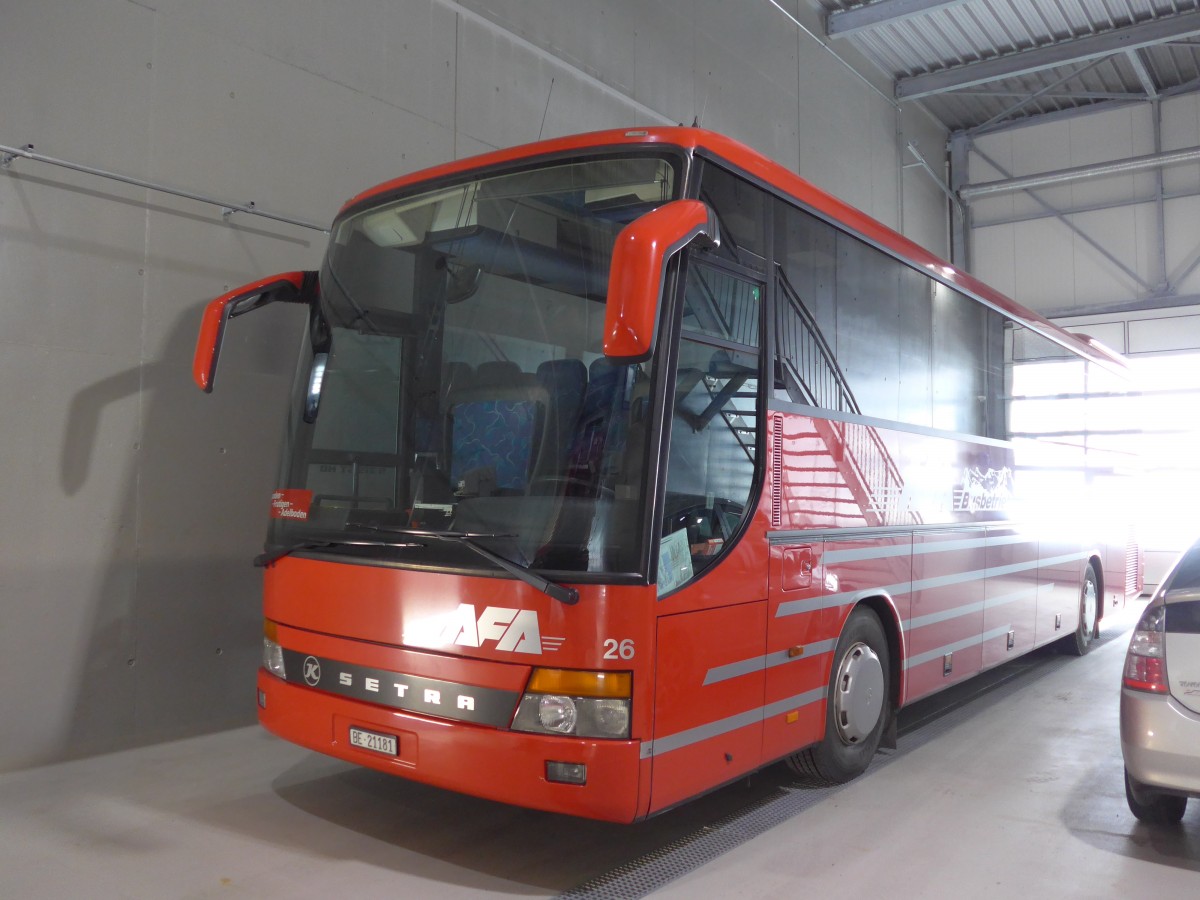 (158'479) - AFA Adelboden - Nr. 26/BE 21'181 - Setra (ex Nr. 16; ex Frhlich, D-Ludwigshafen/Rhein) am 24. Januar 2015 in Frutigen, Garage