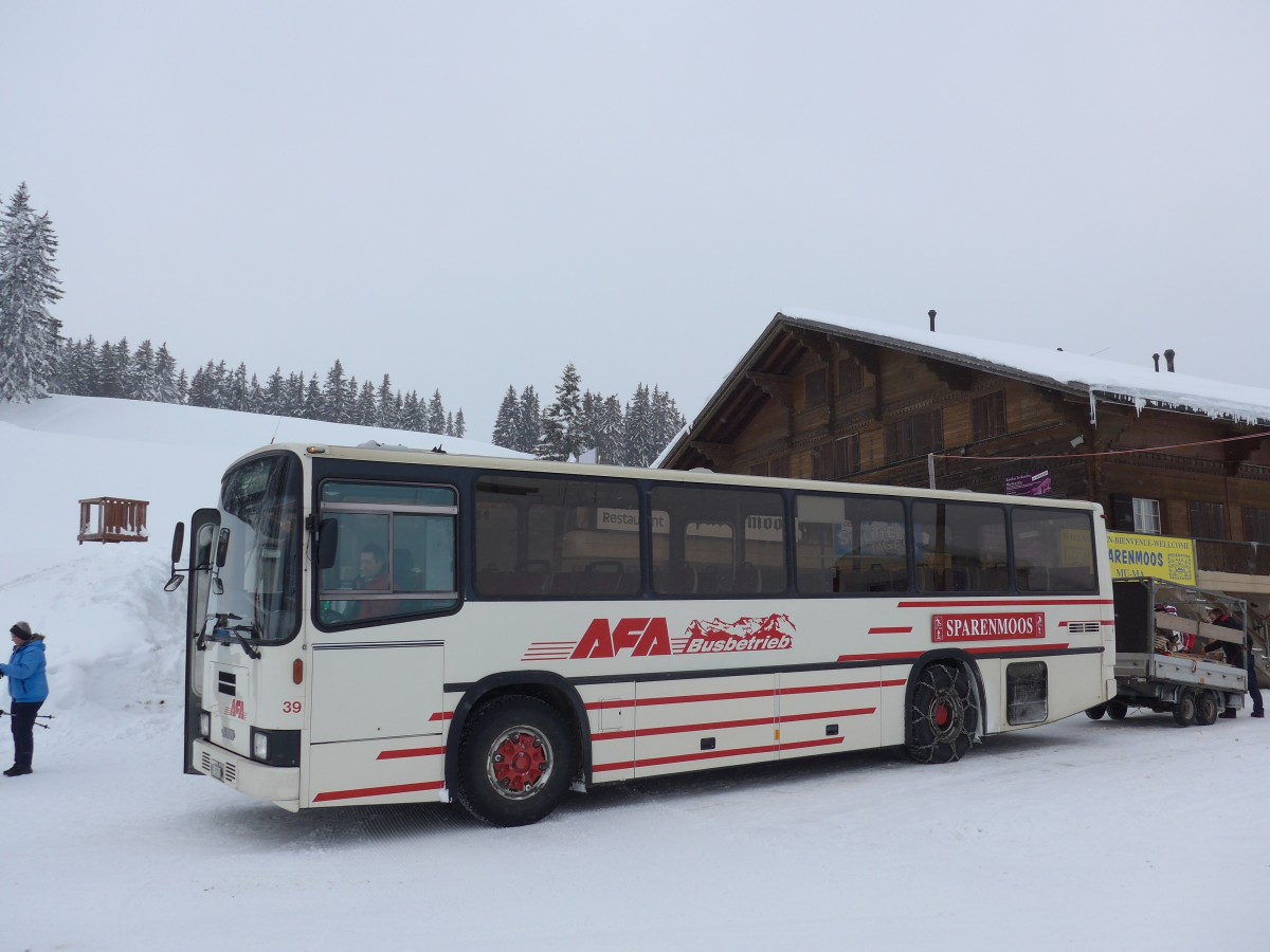 (158'652) - AFA Adelboden - Nr. 39/BE 25'753 - NAW/R&J (ex Nr. 18; ex Autopostale, Mendrisio Nr. 38; ex Piotti, Balerna Nr. 38; ex AAGI Interlaken Nr. 38; ex Schmocker, Beatenberg Nr. 3) am 8. Februar 2015 in Zweisimmen, Sparenmoos