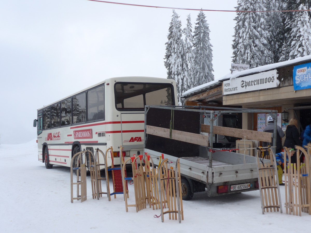 (158'655) - AFA Adelboden - Nr. 39/BE 25'753 - NAW/R&J (ex Nr. 18; ex Autopostale, Mendrisio Nr. 38; ex Piotti, Balerna Nr. 38; ex AAGI Interlaken Nr. 38; ex Schmocker, Beatenberg Nr. 3) am 8. Februar 2015 in Zweisimmen, Sparenmoos