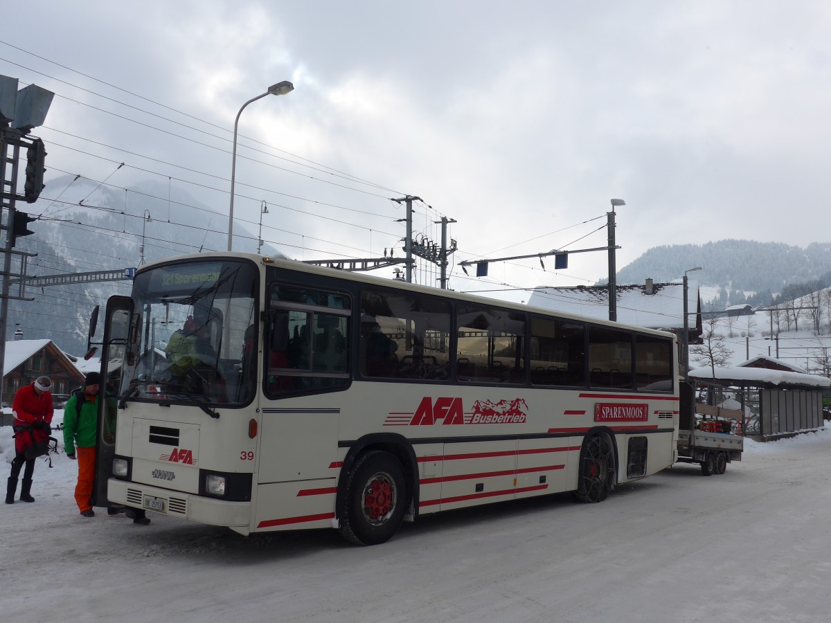 (158'660) - AFA Adelboden - Nr. 39/BE 25'753 - NAW/R&J (ex Nr. 18; ex Autopostale, Mendrisio Nr. 38; ex Piotti, Balerna Nr. 38; ex AAGI Interlaken Nr. 38; ex Schmocker, Beatenberg Nr. 3) am 8. Februar 2015 beim Bahnhof Zweisimmen