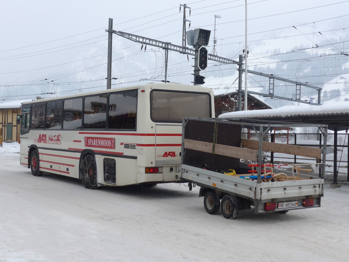 (158'663) - AFA Adelboden - Nr. 39/BE 25'753 - NAW/R&J (ex Nr. 18; ex Autopostale, Mendrisio Nr. 38; ex Piotti, Balerna Nr. 38; ex AAGI Interlaken Nr. 38; ex Schmocker, Beatenberg Nr. 3) am 8. Februar 2015 beim Bahnhof Zweisimmen