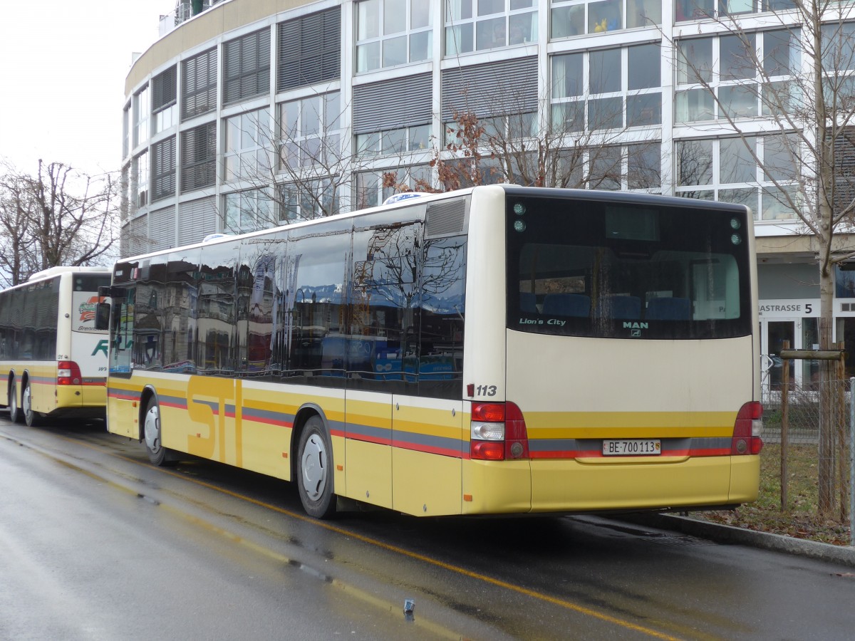 (158'933) - STI Thun - Nr. 113/BE 700'113 - MAN am 2. Mrz 2015 bei der Schifflndte Thun