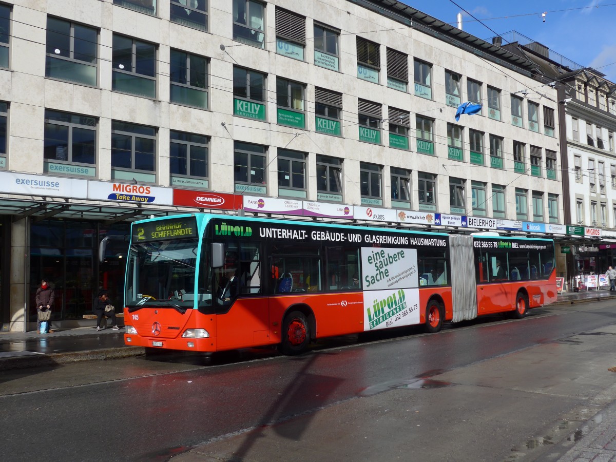 (158'976) - VB Biel - Nr. 145/BE 572'145 - Mercedes am 2. Mrz 2015 in Biel, Guisanplatz