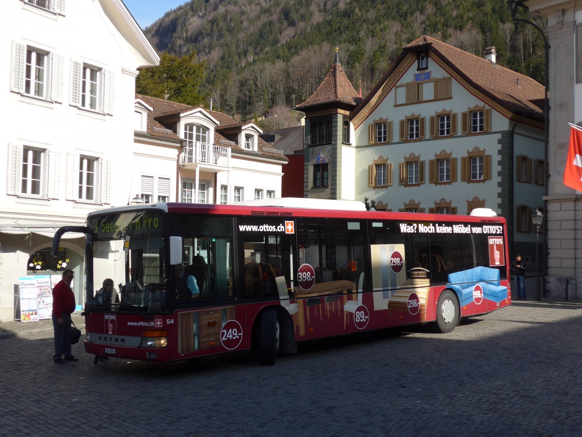 (159'278) - AAGU Altdorf - Nr. 54/UR 9298 - Setra (ex Vorfhrfahrzeug EvoBus) am 18. Mrz 2015 in Altdorf, Telldenkmal