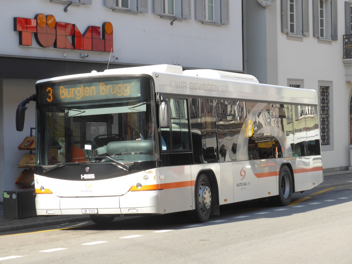 (159'285) - AAGU Altdorf - Nr. 5/UR 9329 - Scania/Hess am 18. Mrz 2015 in Altdorf, Telldenkmal