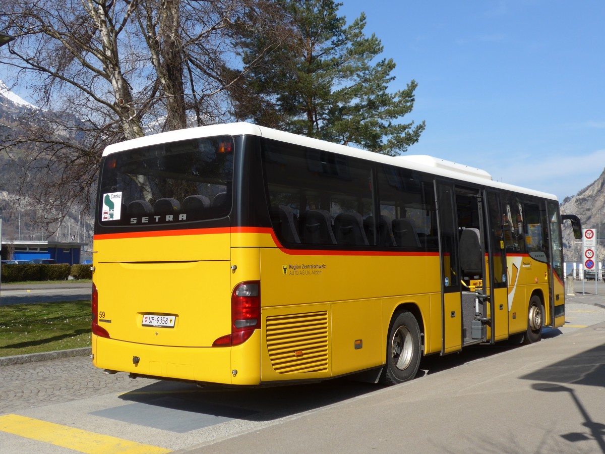 (159'312) - AAGU Altdorf - Nr. 59/UR 9358 - Setra am 18. Mrz 2015 beim Bahnhof Flelen