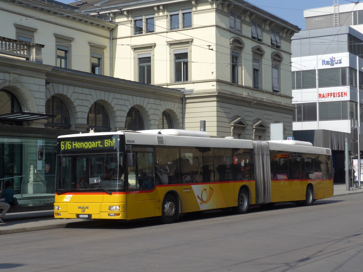 (159'415) - Moser, Flaach - Nr. 163/ZH 696'863 - MAN (ex Nr. 22; ex Nr. 4) am 19. Mrz 2015 beim Hauptbahnhof Winterthur