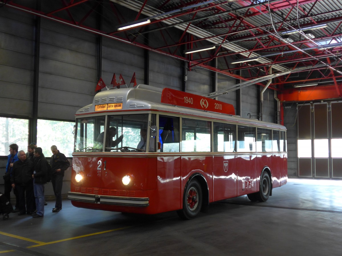 (159'487) - VB Biel - Nr. 21 - Berna/Hess Trolleybus am 28. Mrz 2015 in Biel, Depot