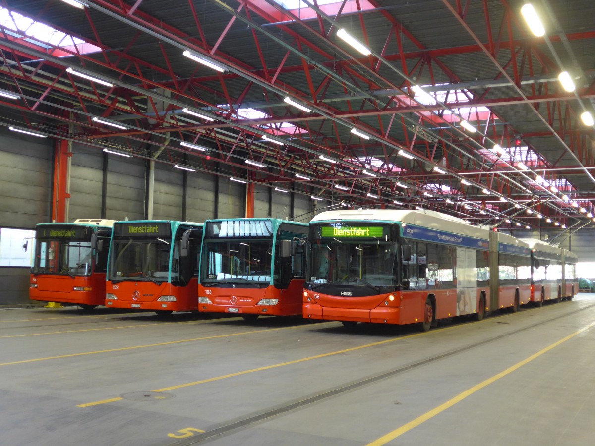 (159'496) - VB Biel - Nr. 56 - Hess/Hess Gelenktrolleybus am 28. Mrz 2015 in Biel, Depot