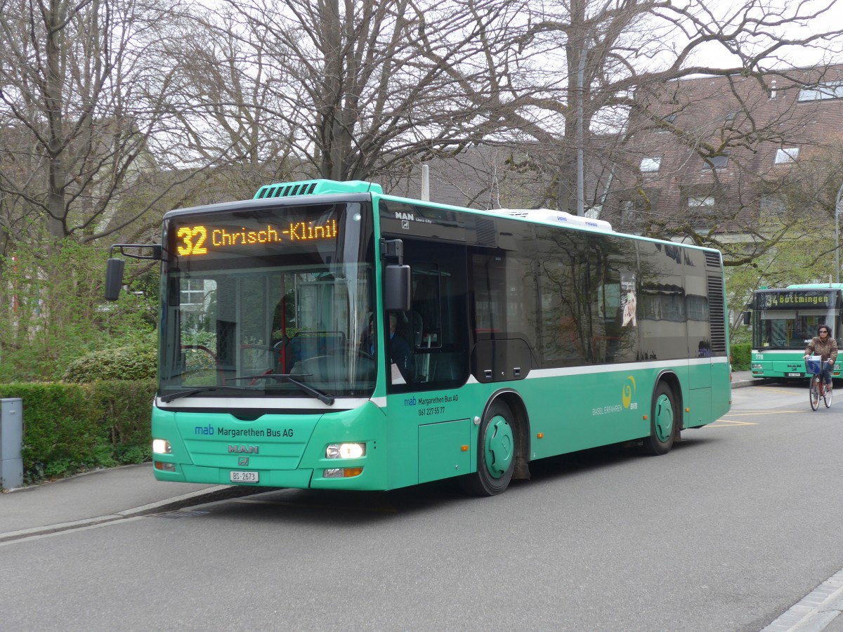 (159'700) - MAB Basel - BS 2673 - MAN am 11. April 2015 beim Bahnhof Riehen