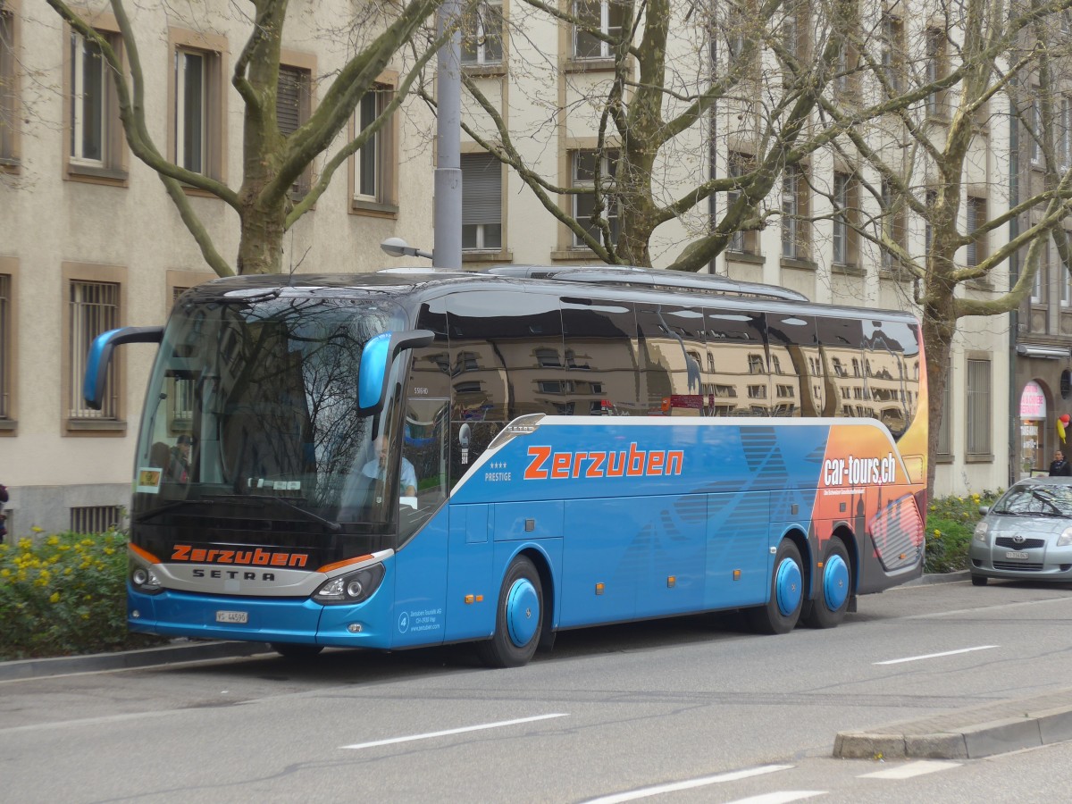 (159'854) - Zerzuben, Visp-Eyholz - Nr. 4/VS 44'590 - Setra am 11. April 2015 in Basel, Badischer Bahnhof