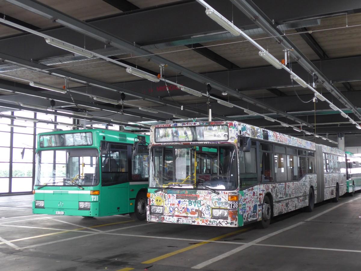 (159'889) - BVB Basel - Nr. 736/BS 3236 - Mercedes (ex VAG Freiburg/D Nr. 936) am 11. April 2015 in Basel, Garage Rankstrasse