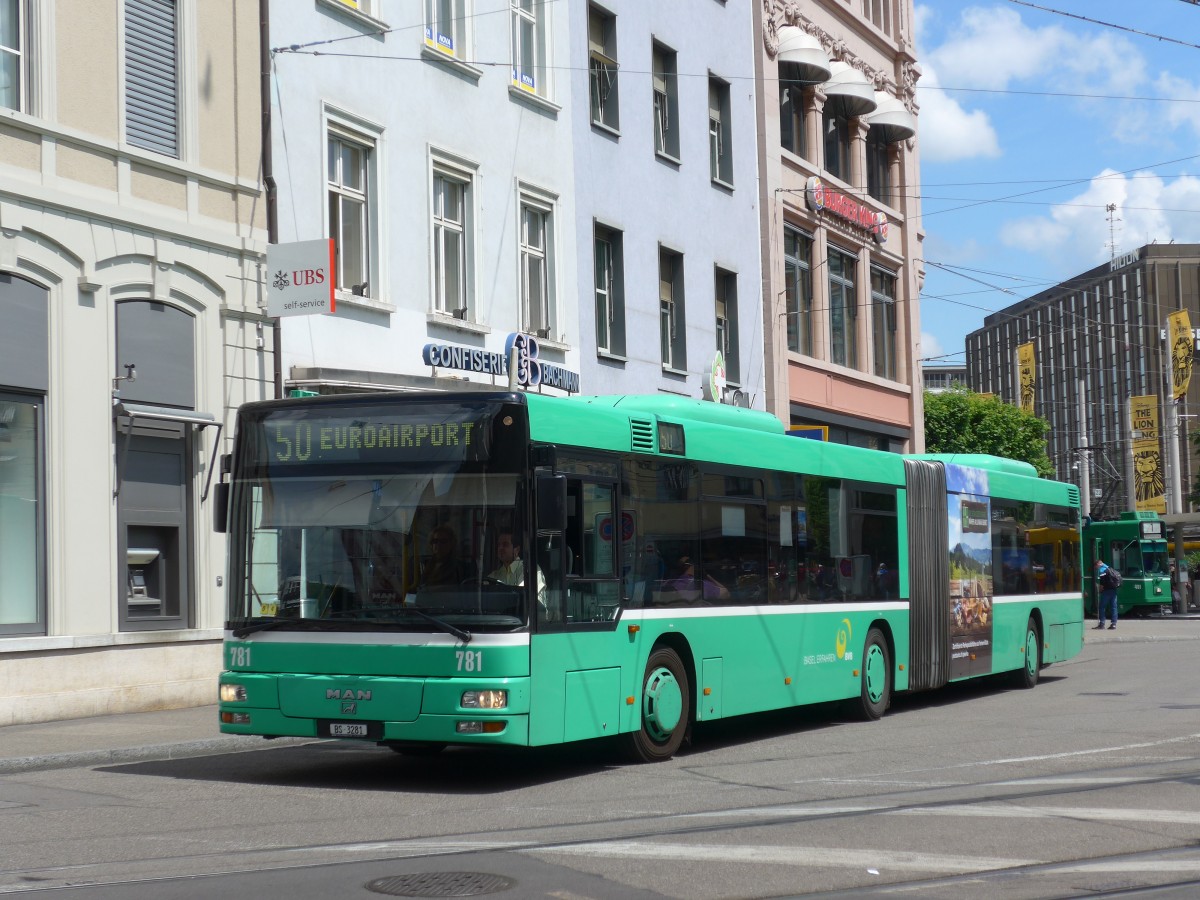 (160'528) - BVB Basel - Nr. 781/BS 3281 - MAN am 17. Mai 2015 beim Bahnhof Basel