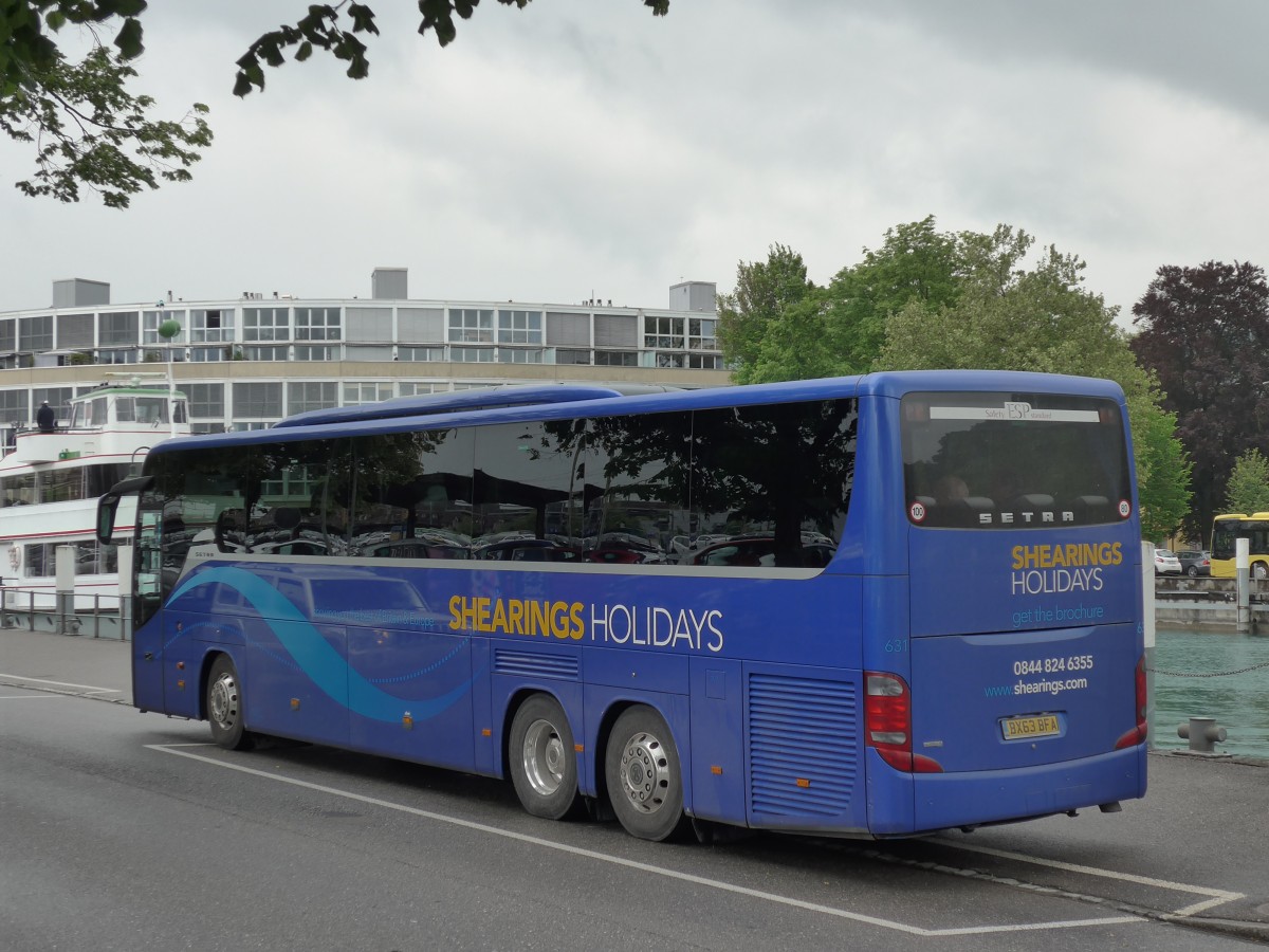 (160'569) - Aus England: Shearings, Wigan - Nr. 631/BX63 BFA - Setra am 21. Mai 2015 bei der Schifflndte Thun