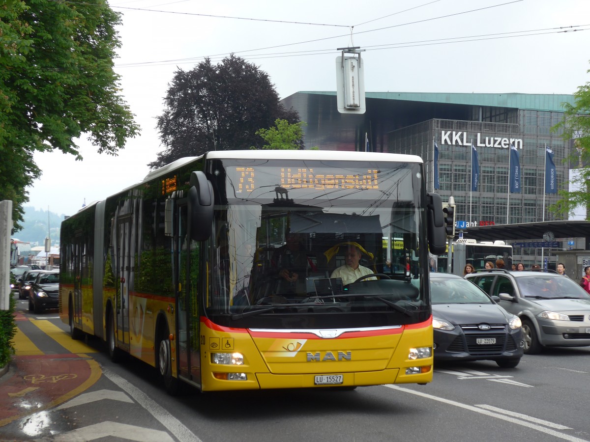 (160'613) - Bucheli, Kriens - Nr. 20/LU 15'527 - MAN am 22. Mai 2015 beim Bahnhof Luzern