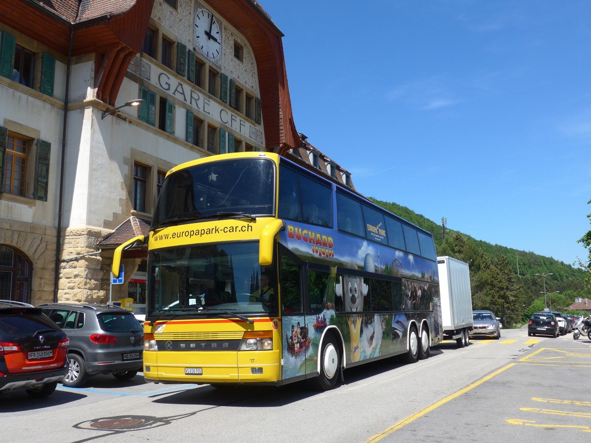 (161'344) - Buchard, Leytron - Nr. 14/VS 216'705 - Setra am 28. Mai 2015 beim Bahnhof Vallorbe