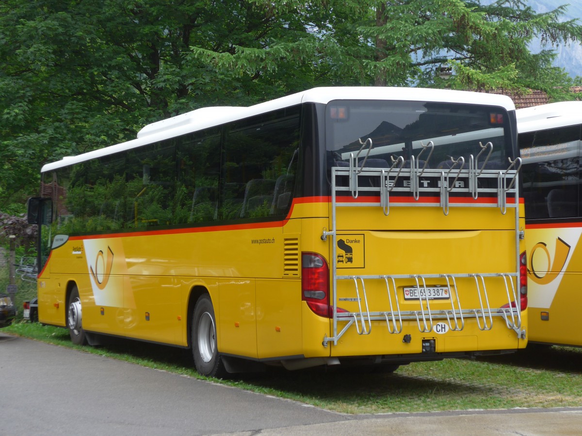 (162'132) - PostAuto Bern - BE 653'387 - Setra am 14. Juni 2015 in Meiringen, Garage AVG M.