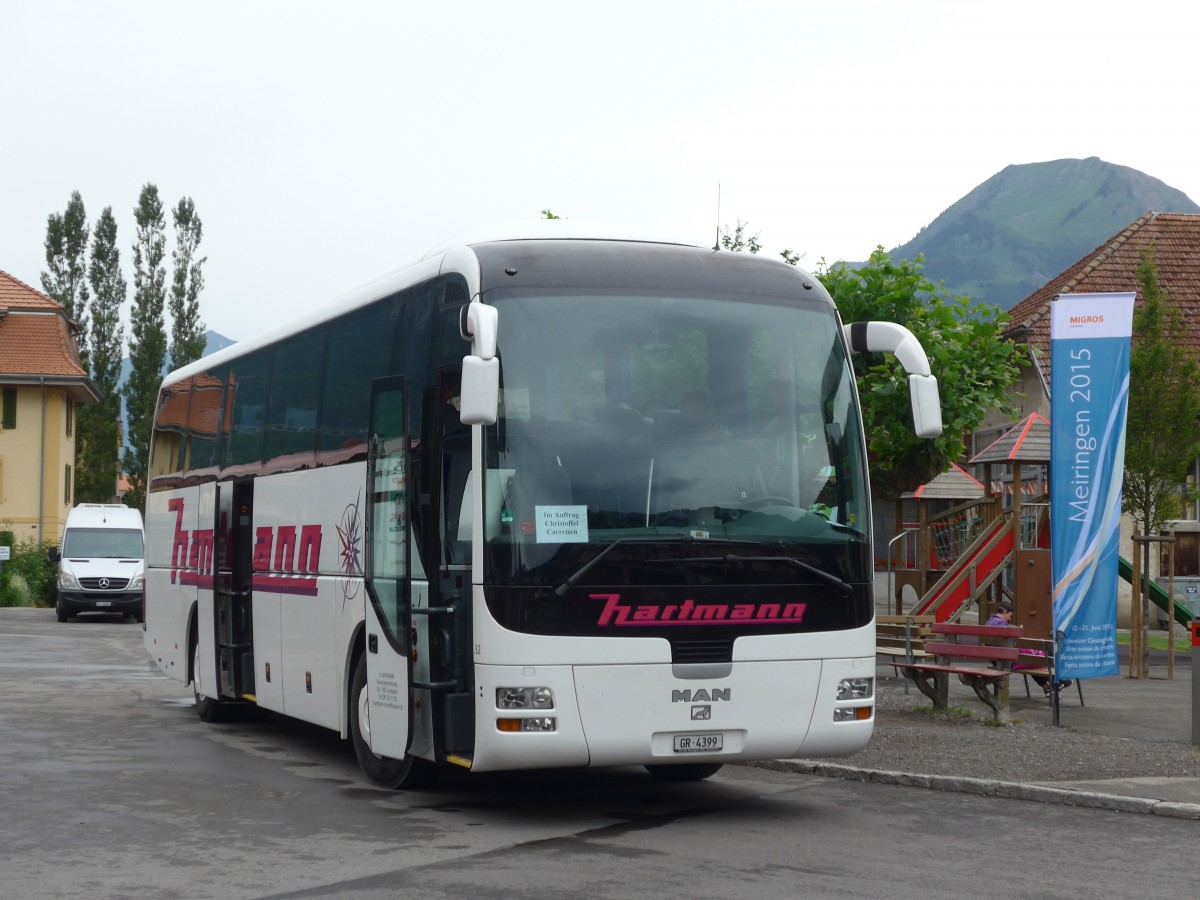 (162'142) - Hartmann, Landquart - Nr. 32/GR 4399 - MAN am 14. Juni 2015 beim Bahnhof Meiringen