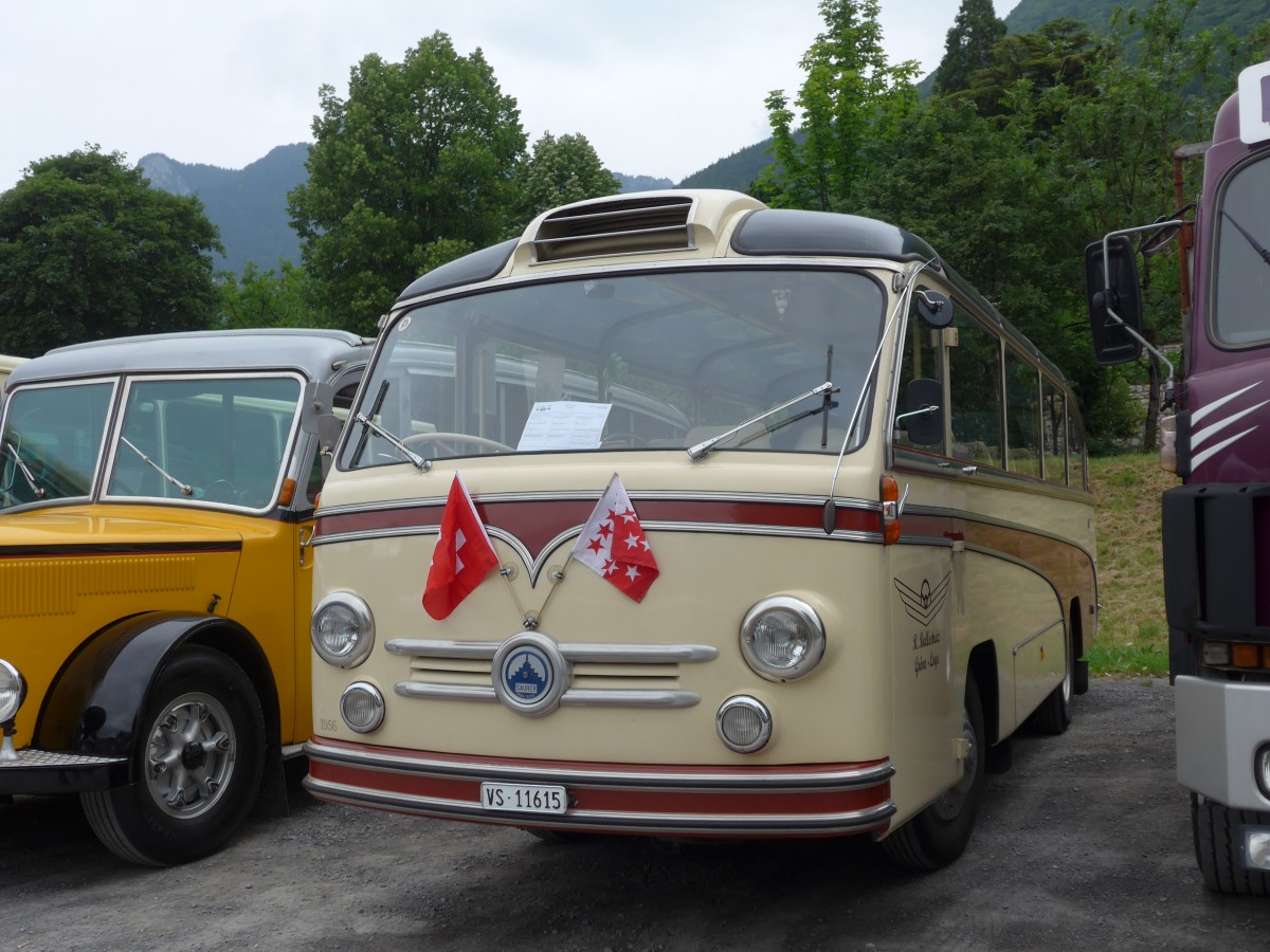 (162'212) - Ballestraz, Grne - VS 11'615 - Saurer/Saurer (ex Girardet, Yverdon) am 20. Juni 2015 in Aigle, Saurertreffen