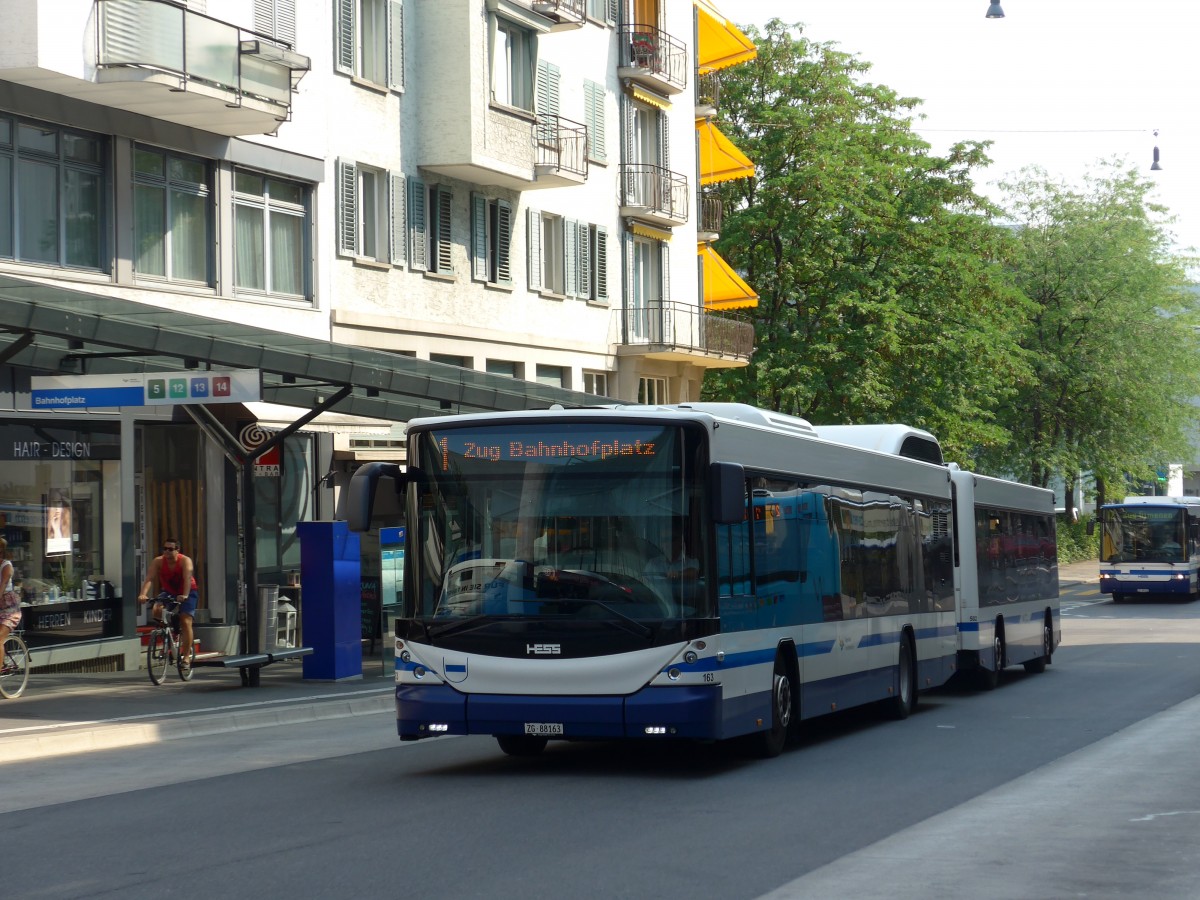 (163'014) - ZVB Zug - Nr. 163/ZG 88'163 - Hess am 6. Juli 2015 beim Bahnhof Zug